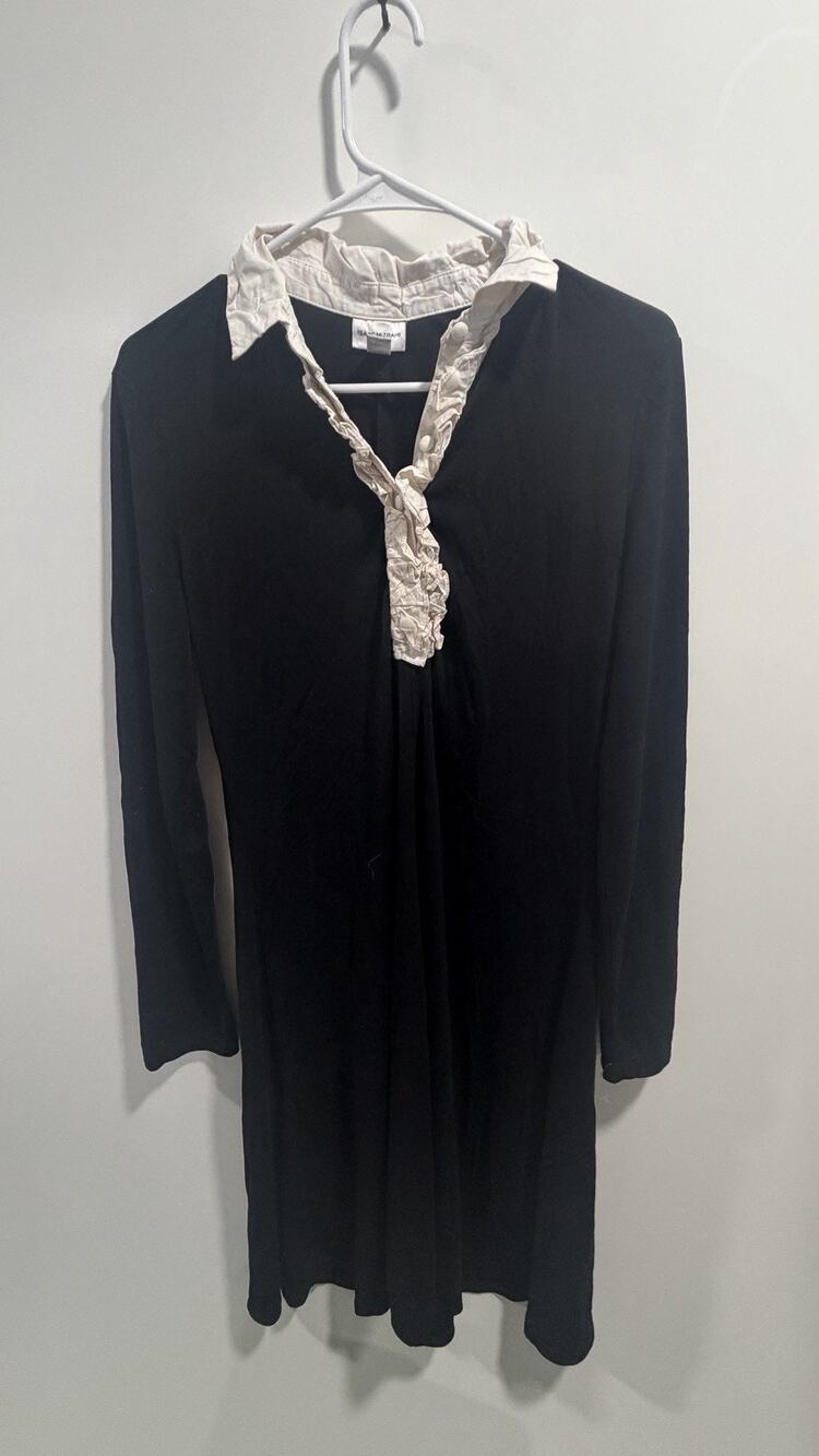 Isaac Mizrahi For Target Long Sleeve Dress With White Button Ruffle Size L